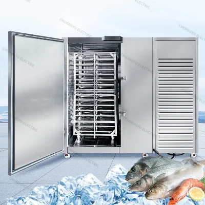 -45℃ Trolley Blast Shock Freezer Commercial Quick Freezing Cabinet for Fish Shrimp Seafood Fishery Processing Plant Fresh Lock