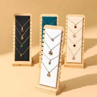 Wholesale Bamboo Wooden Jewelry Rack Holder Display Board Clavicle Chains Pendant Necklace Jewelry Display Stand