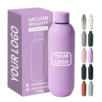 Oem/odm Water Bottle Customized logo 18/8 Stainless Steel with Soft Touch Coating rust Resistant Cup Spill Resistant Lid