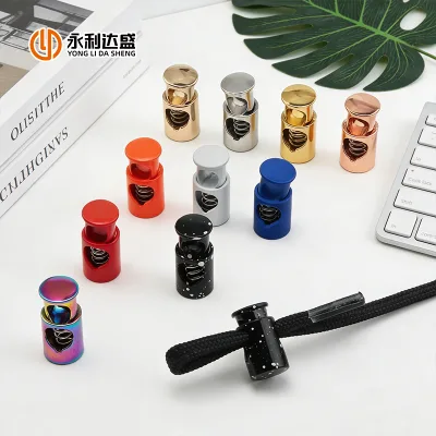 Wholesale Fashion Design Custom Drawing Zinc Alloy Nickel-Free Plating Stopper Spring Toggle Rope Cord Lock for Garment