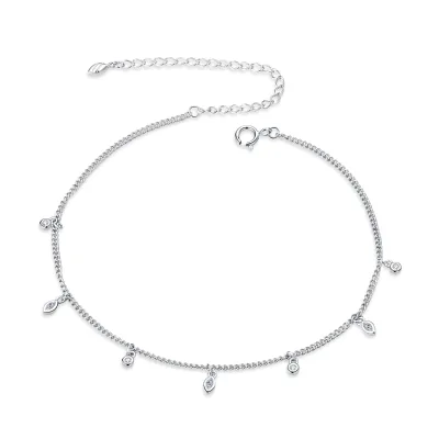 New Simple Fringed Sterling Silver Anklet Trend Platinum Plated S925 Silver Anklet Cross-border SCT018