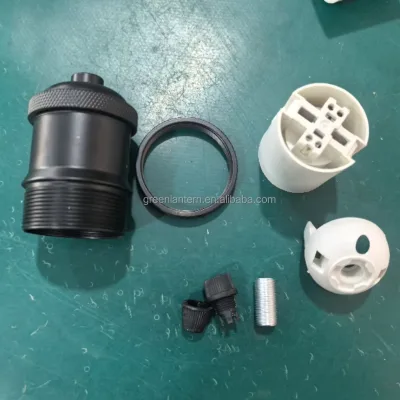 Black E27 Lamp Holder Socket Indoor E27 LED Bulb Lamp Base Set Light Socket with Lamp Cup & Cable Buckle No Rope