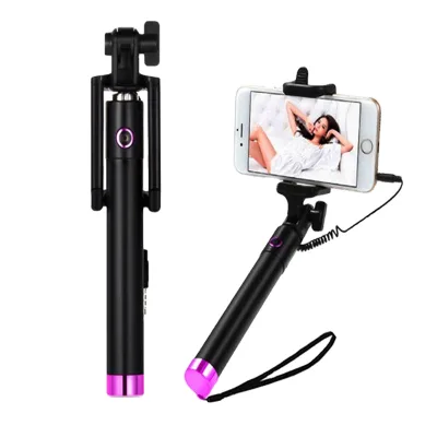 78CM Portable Extendable Monopod Handheld Selfie Sticks for iPhone 12 Samsung Huawei 3.5mm Wired Selfiestick