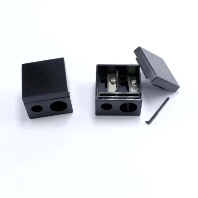 Imported Stainless Steel Blades Makeup Cosmetic Eye Eyebrow Lip Pencil Dual Cosmetic Pencil Sharpener for Brow Pencil Black