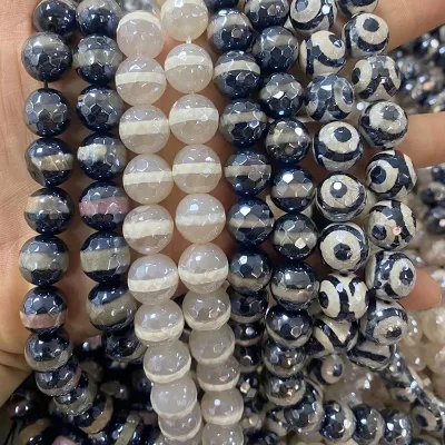 12mm Tibetan Agate Beads Stone Rainbow Plated Import Bead
