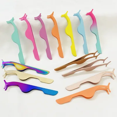 Wholesale Stainless Steel Lash Tweezer Applicator Digital Printing Private Label Lash Tweezers Set with PVC Packaging