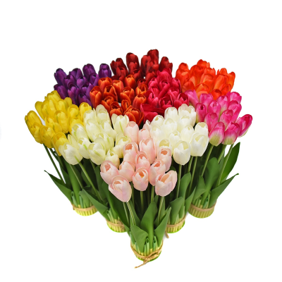 Artificial Tulips Flower Real Touch Tulip Artificial Flowers Bouquet for Home Office Party Wedding Birthday Garden Store Decor