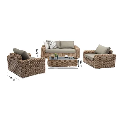 Youlan Outdoor Garden Rattan Sofa Set Panel Factory Wholesale for Northern Europe Villa Hotels Includes Coffee Table Chair