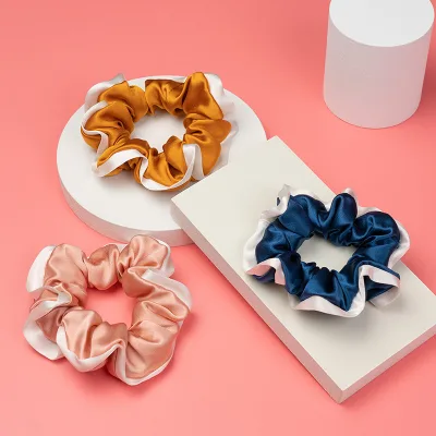 19mm 100% 6a Grade Mulberry Silk Scrunchie Luxuriant Custom Silk Scrunchie Box Muti Color Silk Scrunchies Wholesale