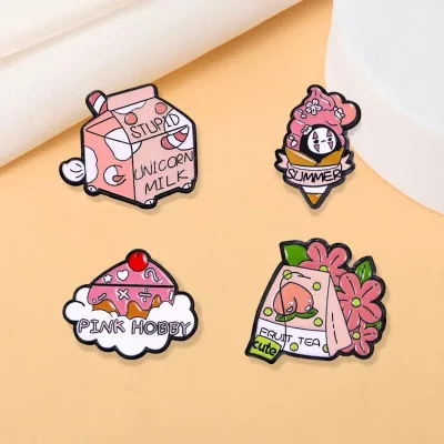 cartoon cake brooch enamel ice cream food metal badge lapel pin