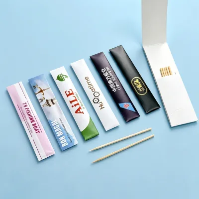 Custom Design Standard Size Individual Packed 6.5cm Toothpick Disposable Bamboo Wooden Toothpick for Party Banquet Event