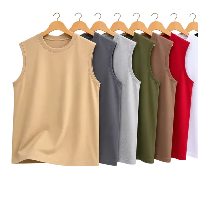 Oem Customized logo Design Loose Fit Short Sleeves Layering 200g Pure Cotton Sleeveless Promotional Shirts Men's T-shirt