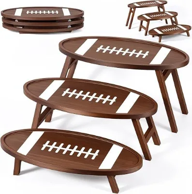 New Wooden Three Layer Tray ,sports and Festival Dessert Rack ,rugby Shaped Cake Rack Food Rack