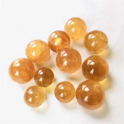 Wholesale Natural Crystal Ball Small Size Yellow Calcite Quartz Crystal Sphere for Fenshui