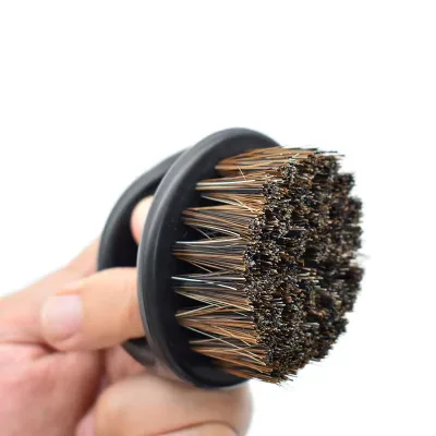 Individual Custom Logo Soft Boar Bristle Hair Men Fade Knuckle Face Shaving Beard Brush Cleaning Finger Badger Brush for Barber