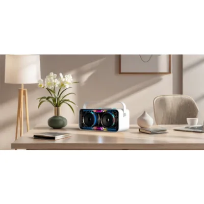 Colorful lights BT speaker + wireless microphone and wireless charging
