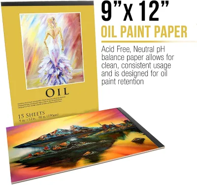 Bview Art Supplies 90 Pound 190gsm 15 Sheets Oil Painting Paper Pad for Artist Oil Painting