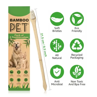 Customizable Portable Bamboo Pet Toothbrush for Pet Grooming and Household Animal Dental Hygiene Use