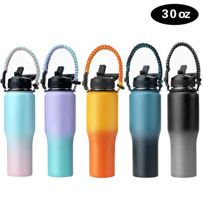 Wholesale Classic 30oz Large Capacity Stainless Steel Vacuum Flask Triple Wall Insulation Paracord Handle Leakproof 24hr Thermal