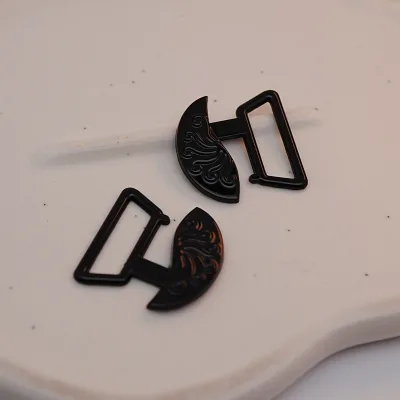 Adjustable Black Metal Swimwear Bikini Clothing Decorations Nickel Buckles with Pattern Crystal Pins