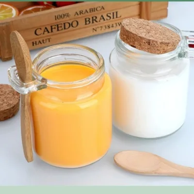 Clear 100ML 250ML Bath Salt Glass Jars Round Salt Storage Bottles Kitchen Seasoning Pepper Container With Cork Stopper and Spoon