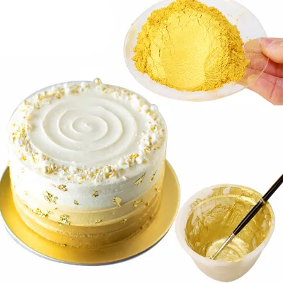 Food-grade gold edible pearlescent powder/glitter, suitable for cake baking, dessert decorationand and drinks.