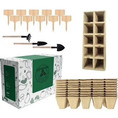 Factory-direct Supply Rectangular Cattail Biodegradable Seedling Trays Beginners Starter Kit Gardening Tool Set Indoor