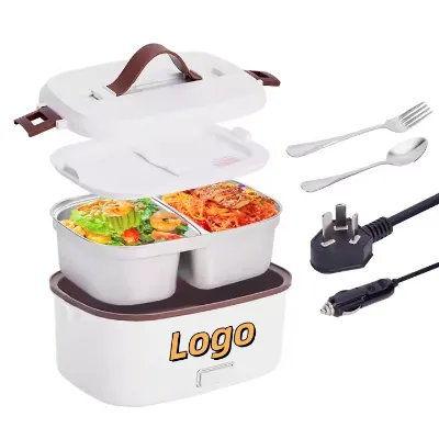 Customize White Stainless Steel Electric Lunch Box  110V 220V Heating Lunch Box for Car Truck Office and Outdoor Use