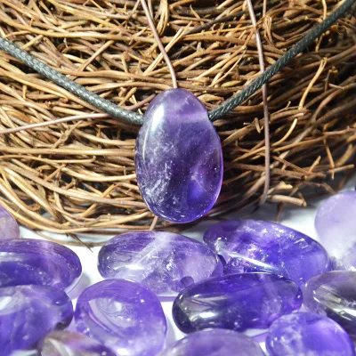 Miss Stone Best Selling Trendy Water Drop Natural Amethyst Dark Purple Color Crystal Stone Solitaire Pendant Natural Stone for
