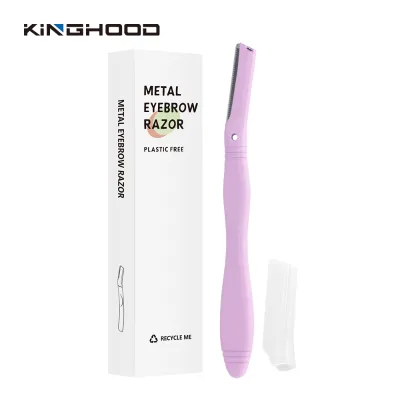 Private Label Dermaplane Tool Safety Metal Handle Reusable Eco Face Razor Women Eyebrow Trimmer With Replaceable Blades