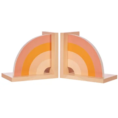 Rainbow Decorative Handmade Wooden Bookends for Home Decor