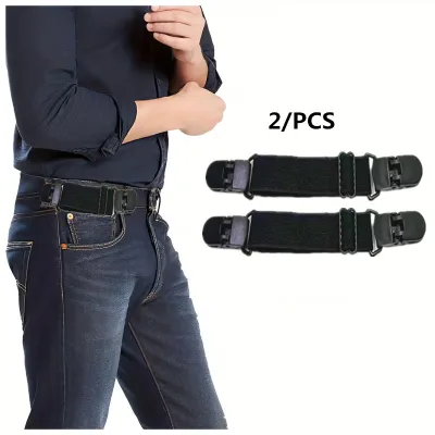 2 Pack No Buckle Belts for Men Women - Elastic Stretch Adjustable Invisible Side Belt Fits 1.5 Inch Loops