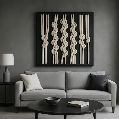 Home Decor Framed Art Handmade Macrame Knot Wall Art for Interior Decoration