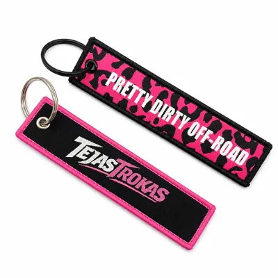 Custom Embroidered Woven Key Tag Promotional Keychain with Logo Bulk Wholesale Personalized Gift Souvenir for Business Gifts