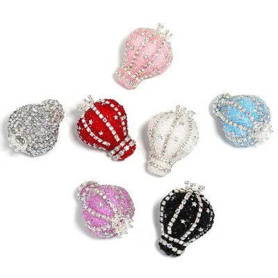 27x39MM 50pcs Hot Air Balloon Chain with Crown Sugar Resin Rhinestone Ball Beads for Beadable Pen Chunky Necklace Jewelry