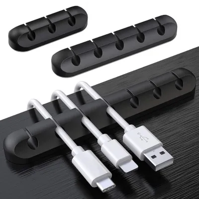 Silicone USB Cable Organizer with Winder and Clips Desktop Tidy Management for Mouse Headphone Bag Wire Organizer Accessory