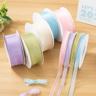 Hot Selling Elegant 1/2.5/3.8cm Double-Sided Organza Ribbon with Lock Stitched Edge for Gift Wrapping 10 Yards/Roll
