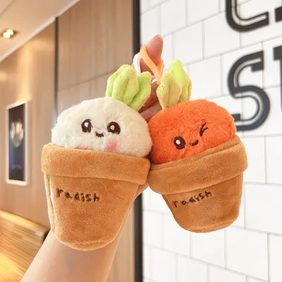 New Style Radish Cup Plush Pendant Doll Wholesale Vegetable Puppet Gift Cartoon Keychain Plush Toy