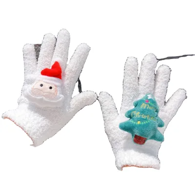 Linda Children's Gloves Fall Winter Boys and Girls Warm Outdoor Glove Cartoon Kids Christmas Wool Knitted Gloves