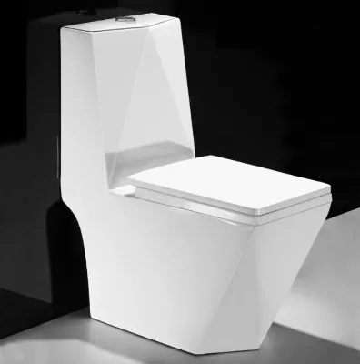 Wholesale One-Piece White Ceramic Elongated Bathroom Toilet Bowl Square Diamond Washdown S-Trap Floor-Mounted WC Commode Hotels
