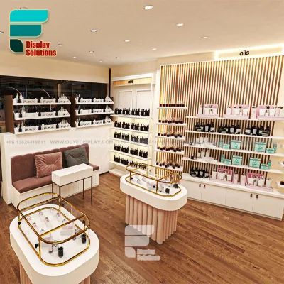 Display Rack for Perfume Shop Custom Wooden Display Perfume Furniture With Great Price Perfume Shopping Mall Kiosk Design