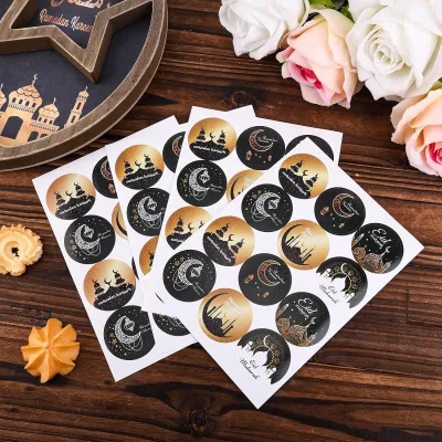 Eid Stickers Round Ramadan Islamic Gifts Eid Mubarak Sticker Labels Muslim for Gift Box Tag Home Kid Decorations Envelope Seal