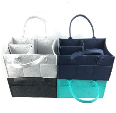 Large Nursery Storage Bin Basket Portable Holder Tote Bag for Changing Table Felt Baby Diaper Caddy Organizer