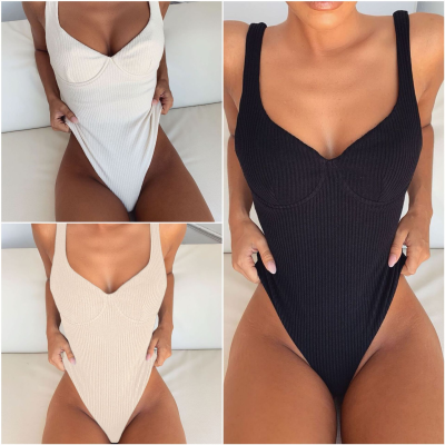 Wholesale 2022 Sexy High Waist Bathing Suit Bikini Swim Suits Beachwear One Piece Swimsuit Swimwear