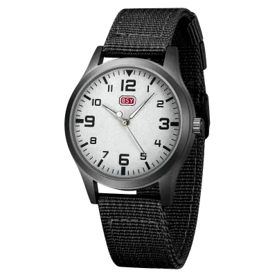 Boshiya Luxury Men's Quartz Watch with Sandblasted Surface Men's Nylon Strap No-date Watch for Gift