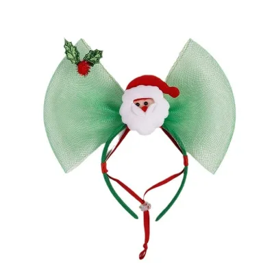 Creative Cotton Polyester Dog Headband with Christmas Ribbon Butterfly Print for Winter Holiday Photoshoots and Summer Season