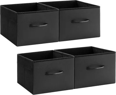 Strengthened Handle Artificial Leather Surface Non-Woven Fabric Foldable Saves Space Storage Box for Wardrobe
