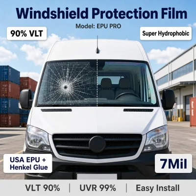 Ultra HD New Model Front Windshield Film 7mil Explosion-Proof Gravel Protection Windshield PPF Wholesale Manufacturer