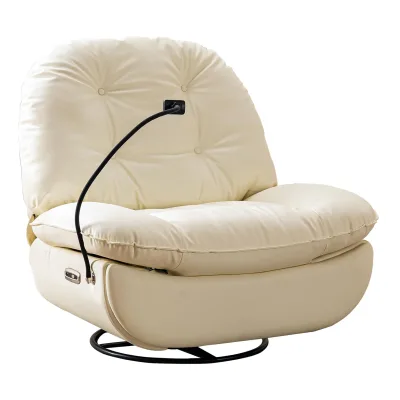 Free Cheap Price White Multi-position Single Power Lift Recliner White Leather Comfortable Sofa Chair with Phone Holder