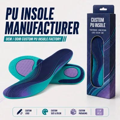 Custom Printed Shock Absorber PU Athletes Comfortable Elastic Shock Absorbing Comfort Sports Shoe Inserts for Men and Women
